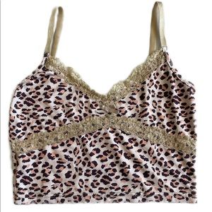 cheetah print cami tank top with lace, size xs-m